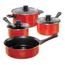 Amazon Vendor 7-Piece Nonstick Carbon Steel Cookware Set Red
